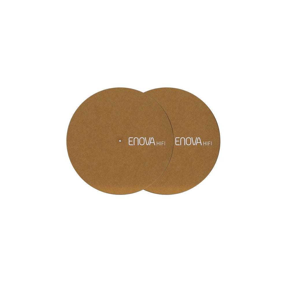 Enova Hifi Felt for turntables, brown / white print, 2 pcs.