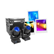 Evolite PRO 2 x 120 W LED moving heads with fast movements, 14 colors and 17 fixed gobos, stackable prism, DMX control, RDM mana