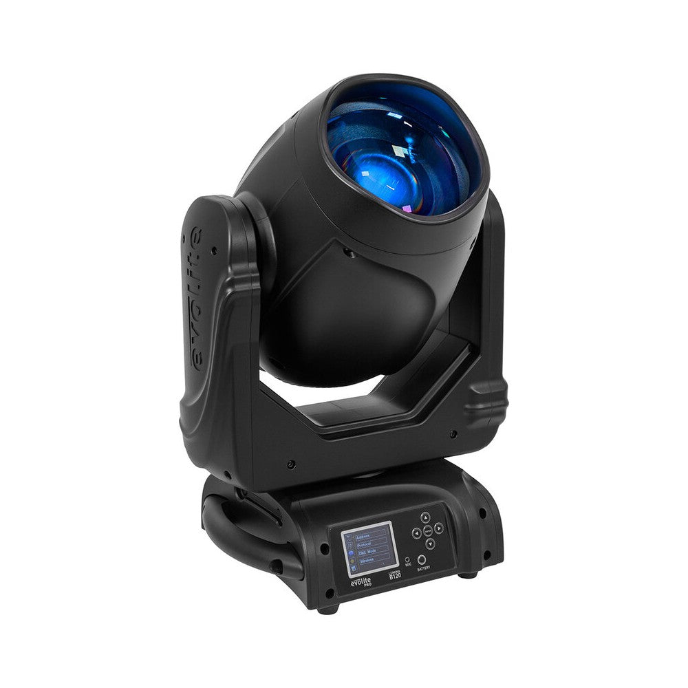 Cabezales móviles Evolite PRO 2 x 120 W LED con movimientos rápidos, 14 colores y 17 gobos fijos, prisma apilable, control DMX, RDM mana