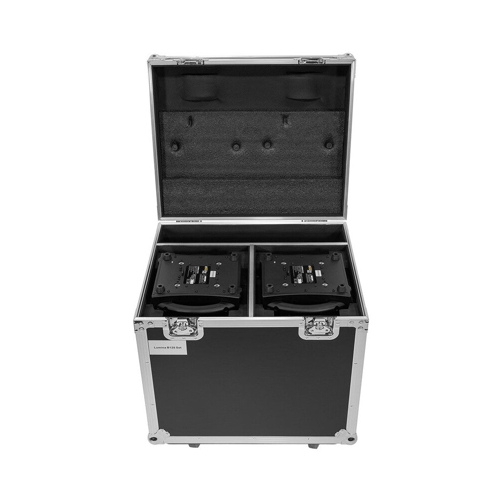Cabezales móviles Evolite PRO 2 x 120 W LED con movimientos rápidos, 14 colores y 17 gobos fijos, prisma apilable, control DMX, RDM mana