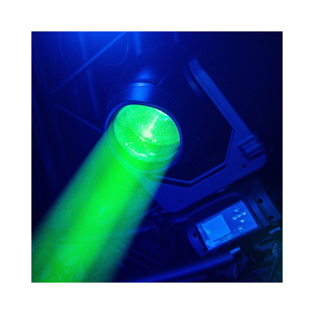 Cabezales móviles Evolite PRO 2 x 120 W LED con movimientos rápidos, 14 colores y 17 gobos fijos, prisma apilable, control DMX, RDM mana