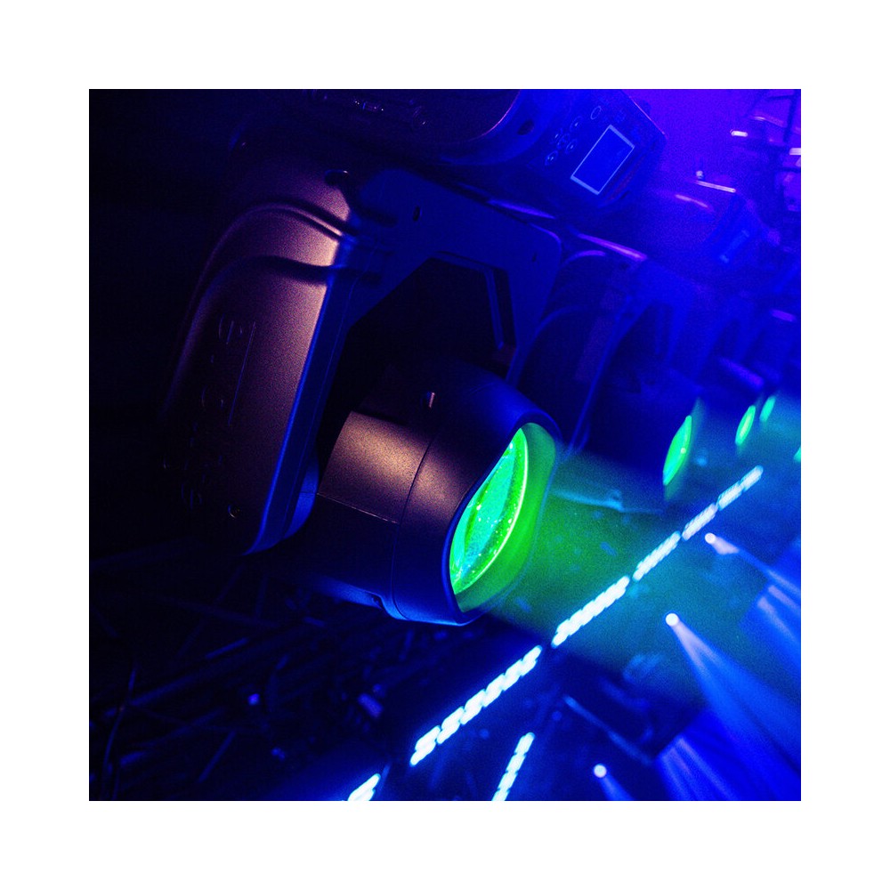 Cabezales móviles Evolite PRO 2 x 120 W LED con movimientos rápidos, 14 colores y 17 gobos fijos, prisma apilable, control DMX, RDM mana