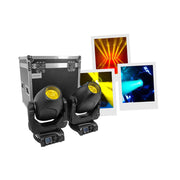 Evolite PRO 2 x 200 W LED moving heads, rotating and fixed Gobos, adjustable beam from 4.3° to 36.2°, creative effects (prism an