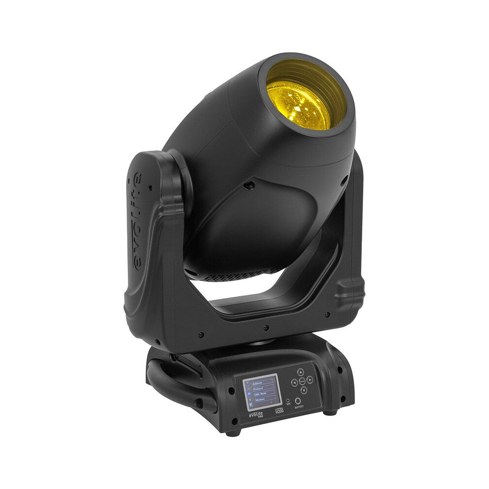 Evolite PRO 2 x 200 W LED moving heads, rotating and fixed Gobos, adjustable beam from 4.3° to 36.2°, creative effects (prism an