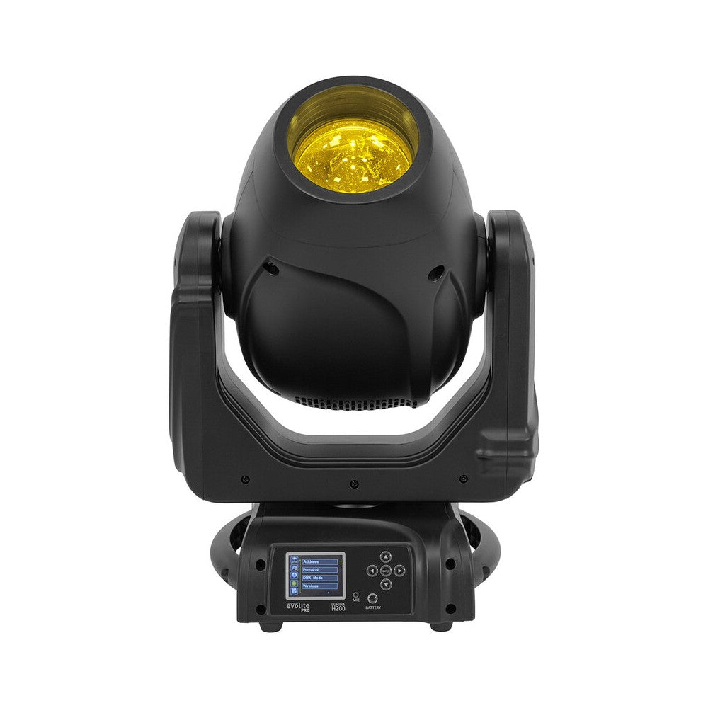 Evolite PRO 2 x 200 W LED moving heads, rotating and fixed Gobos, adjustable beam from 4.3° to 36.2°, creative effects (prism an