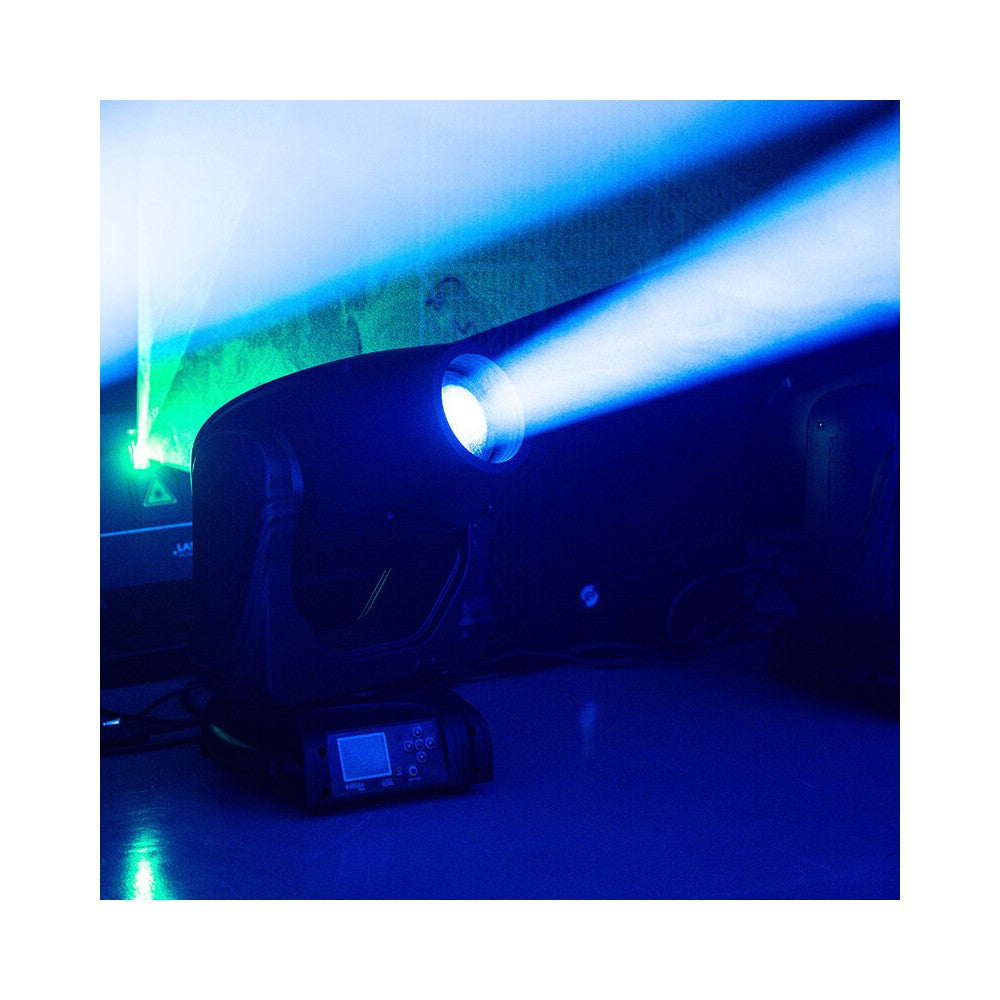 Evolite PRO 2 x 200 W LED moving heads, rotating and fixed Gobos, adjustable beam from 4.3° to 36.2°, creative effects (prism an