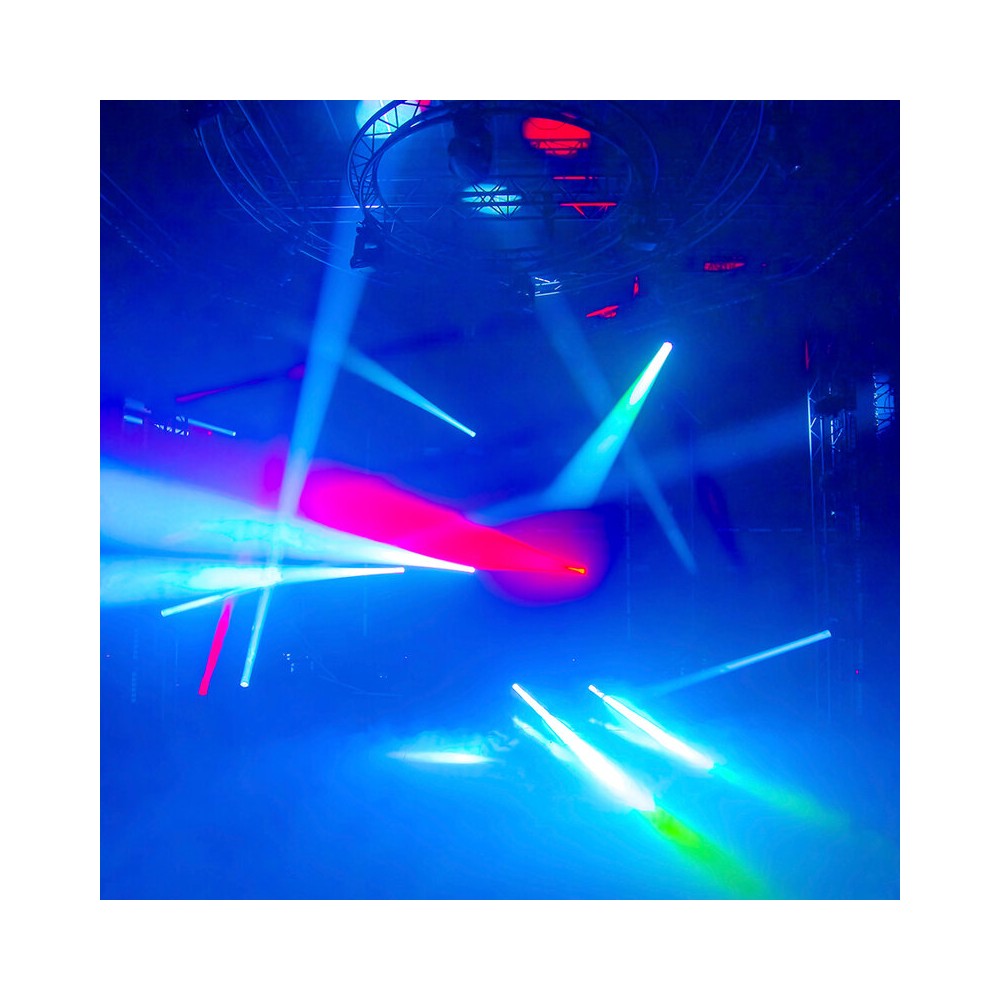 Evolite PRO 2 x 200 W LED moving heads, rotating and fixed Gobos, adjustable beam from 4.3° to 36.2°, creative effects (prism an