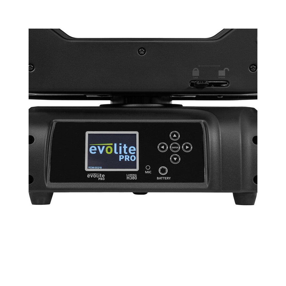 Evolite PRO 380 W motorized moving head, white LED, linear CMY tricolor module, kit of 2 pcs. in a flight case