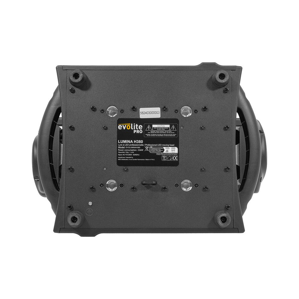 Evolite PRO 380 W motorized moving head, white LED, linear CMY tricolor module, kit of 2 pcs. in a flight case