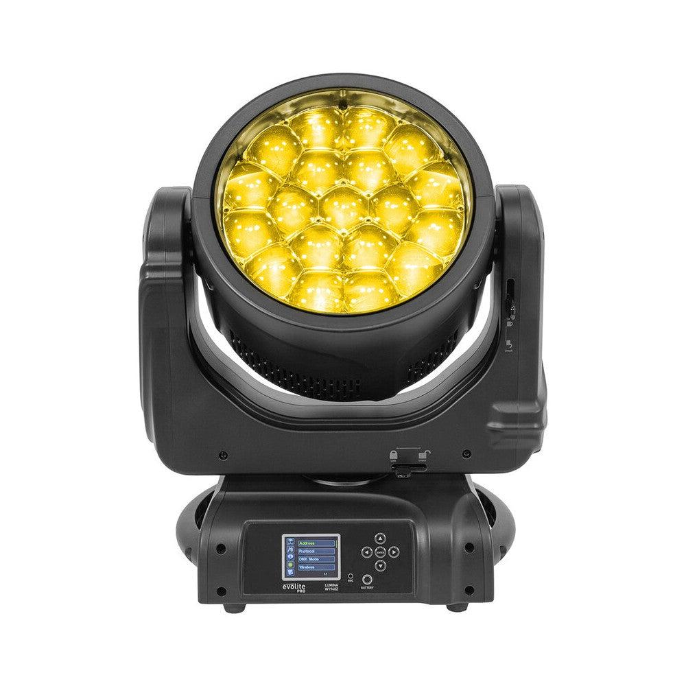 Evolite PRO Motorized moving head, 19 x 40 W RGBW LED, kit of 2 pcs. in a flight case