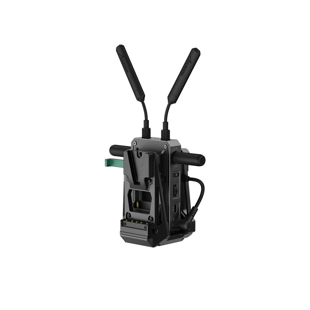 ACCSOON Versatile accessory designed to power both a camera and a Accsoon wireless transmitter simultaneously using a single V-l