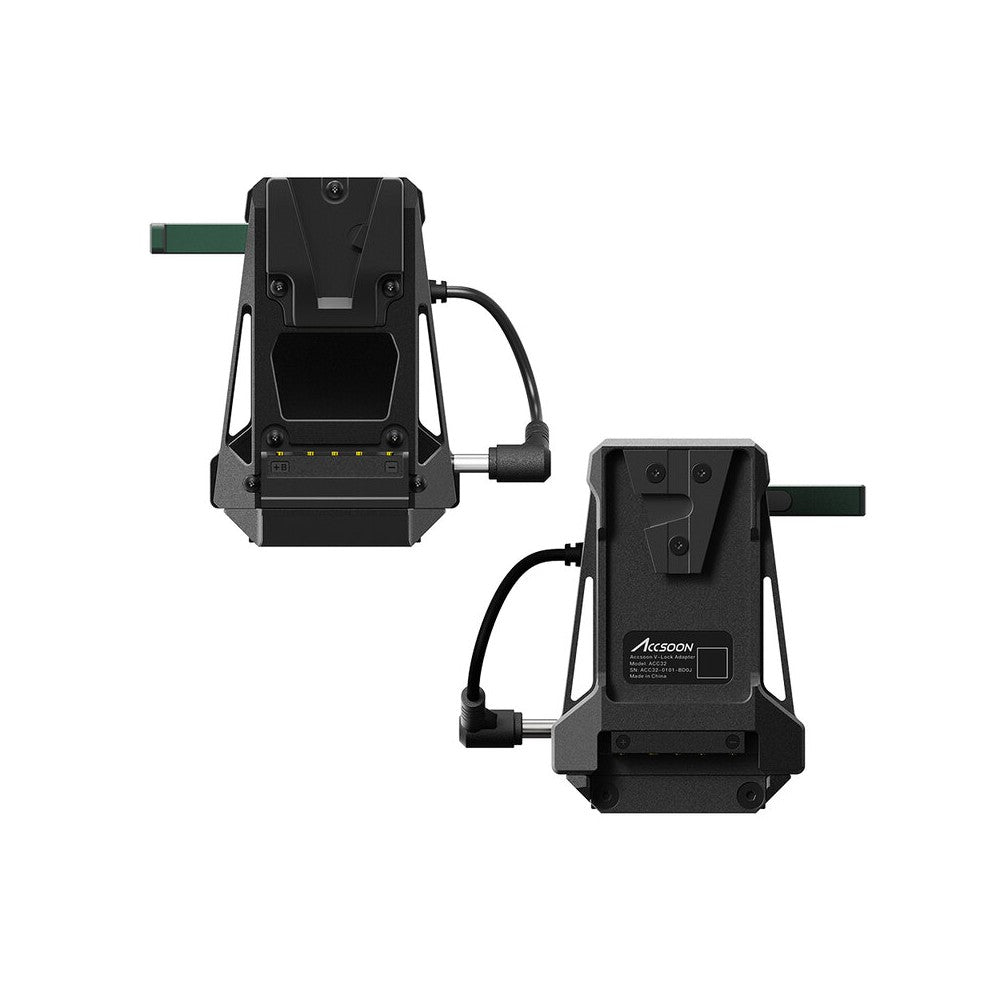 ACCSOON Versatile accessory designed to power both a camera and a Accsoon wireless transmitter simultaneously using a single V-l