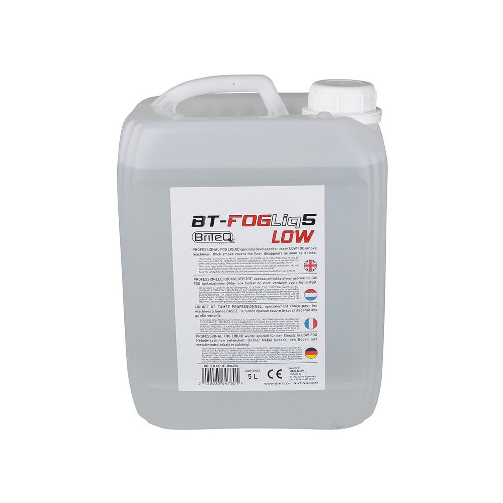 Briteq Fog fluid designed for optimum performance in low fog machines, 5L canister