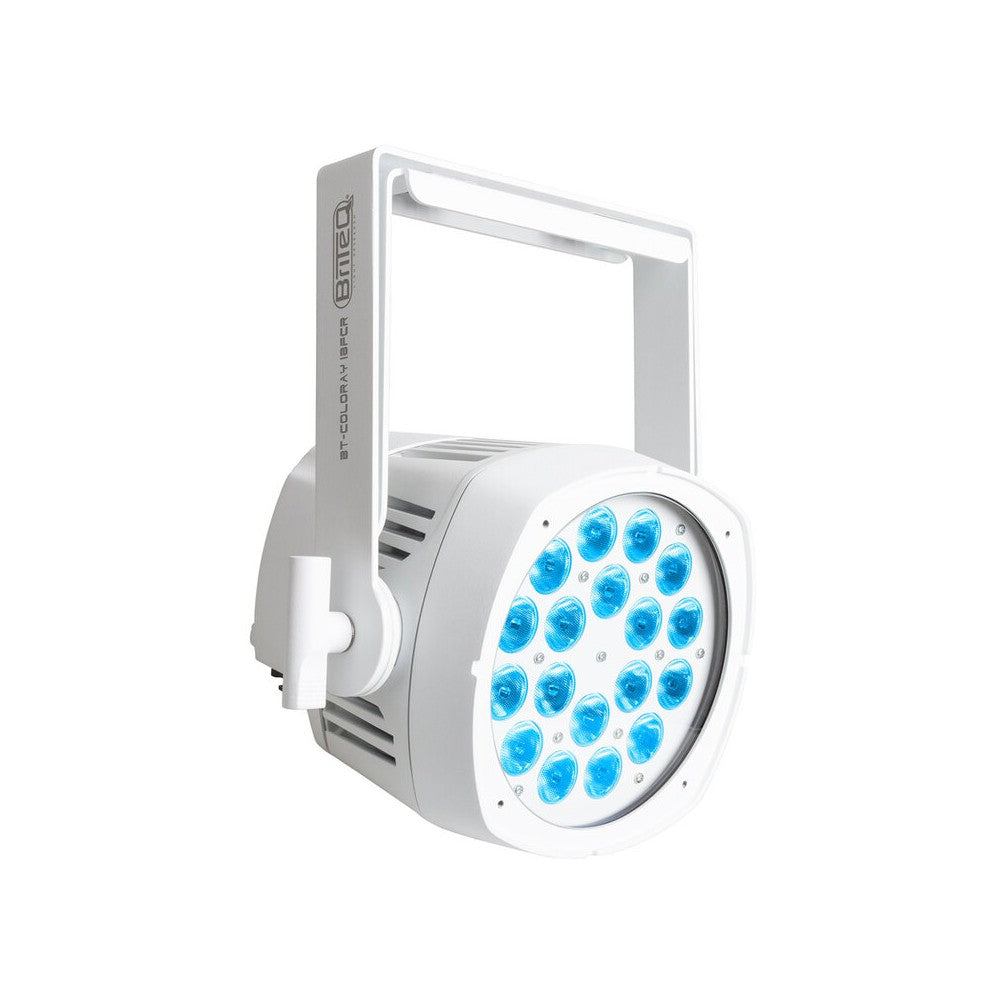 Proyector de exterior Briteq con 18 LED RGBW de 8 W, ángulo de haz de 20°, DMX, RDM, IP65, blanco