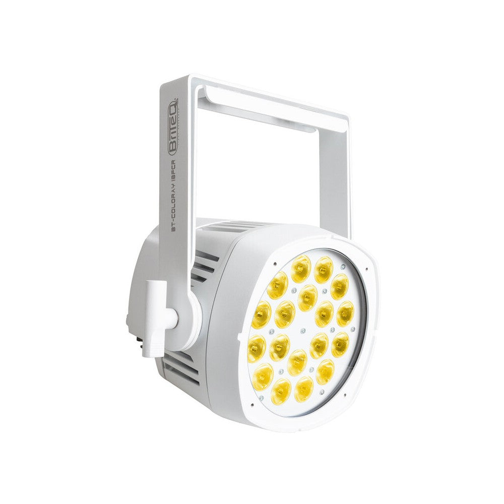 Proyector de exterior Briteq con 18 LED RGBW de 8 W, ángulo de haz de 20°, DMX, RDM, IP65, blanco