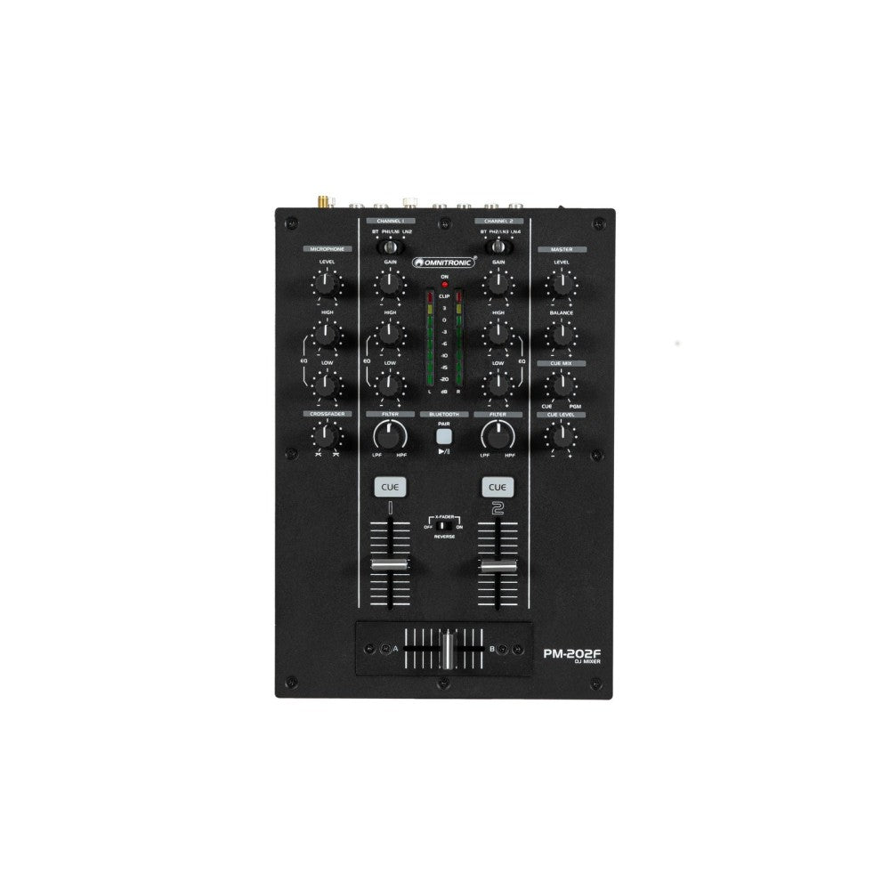 OMNITRONIC PM-202F Mezclador de DJ de 2 canales con filtro y Bluetooth
