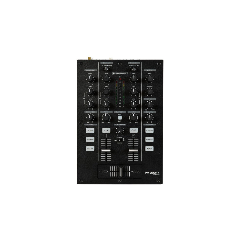 OMNITRONIC PM-202FX Mezclador DJ de 2 canales con filtro, efectos y Bluetooth
