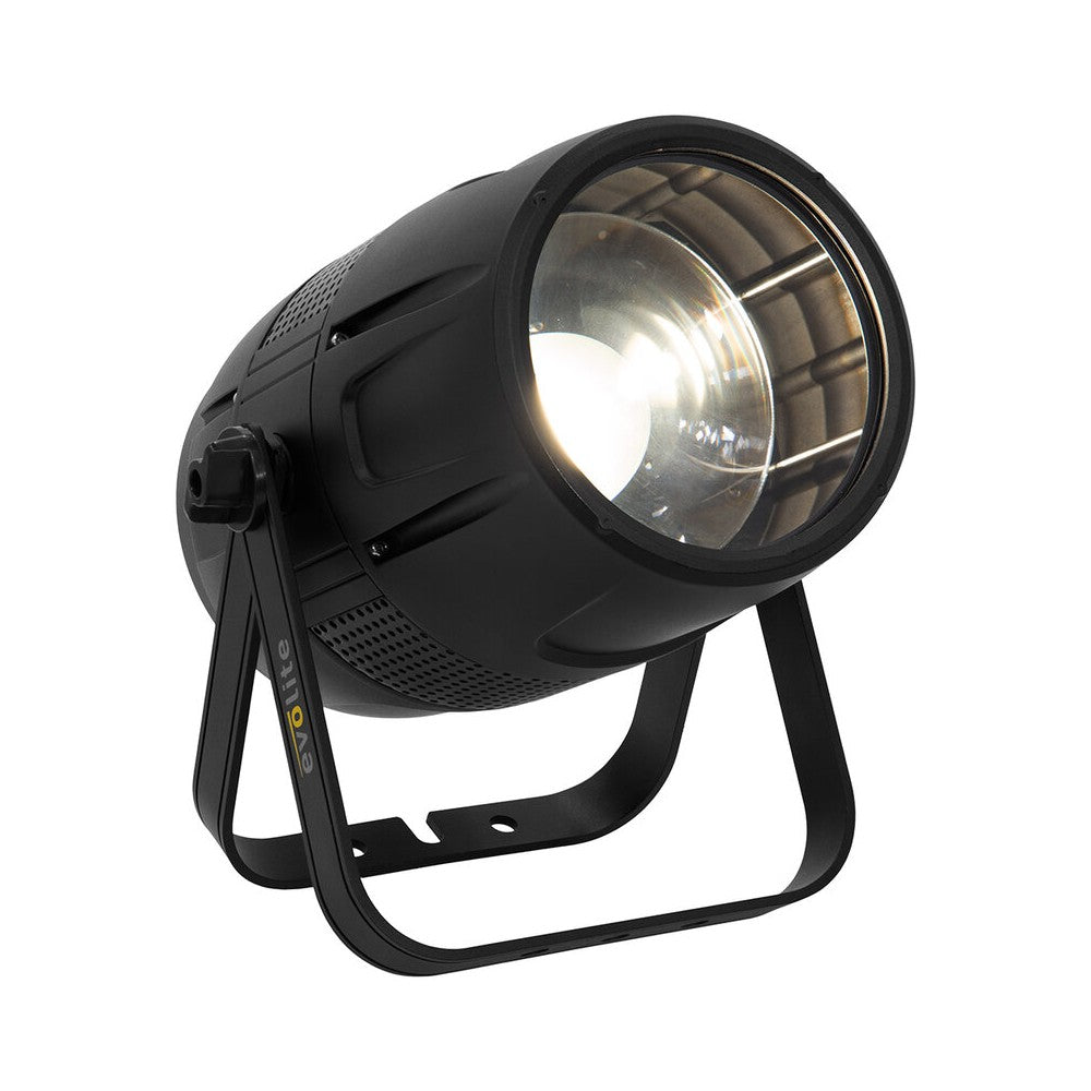 Evolite LED floodlight,  300 W total power, 2 separate LEDs, motorised zoom (10° to 50°), DMX / RDM compatible, IP65