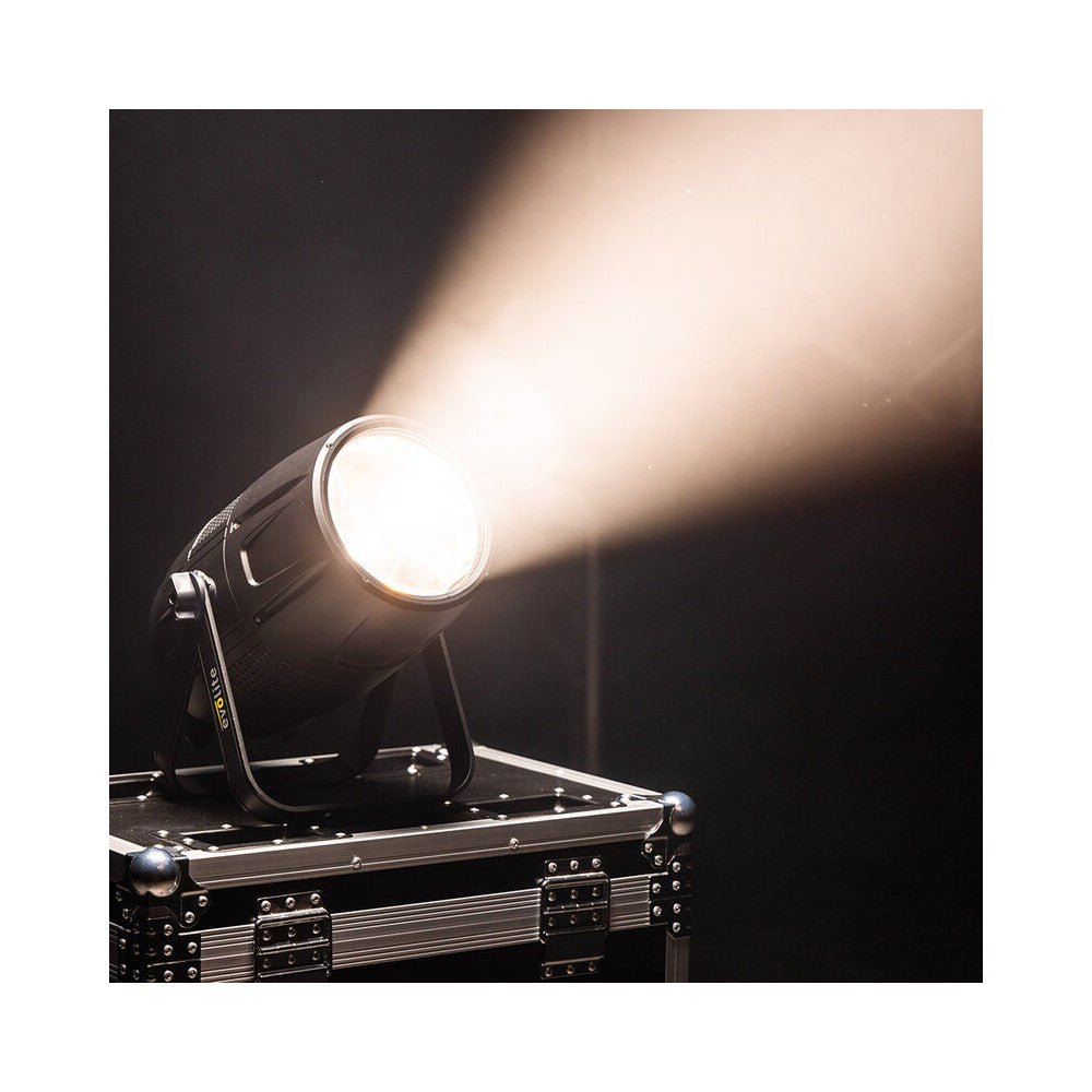 Evolite LED floodlight,  300 W total power, 2 separate LEDs, motorised zoom (10° to 50°), DMX / RDM compatible, IP65