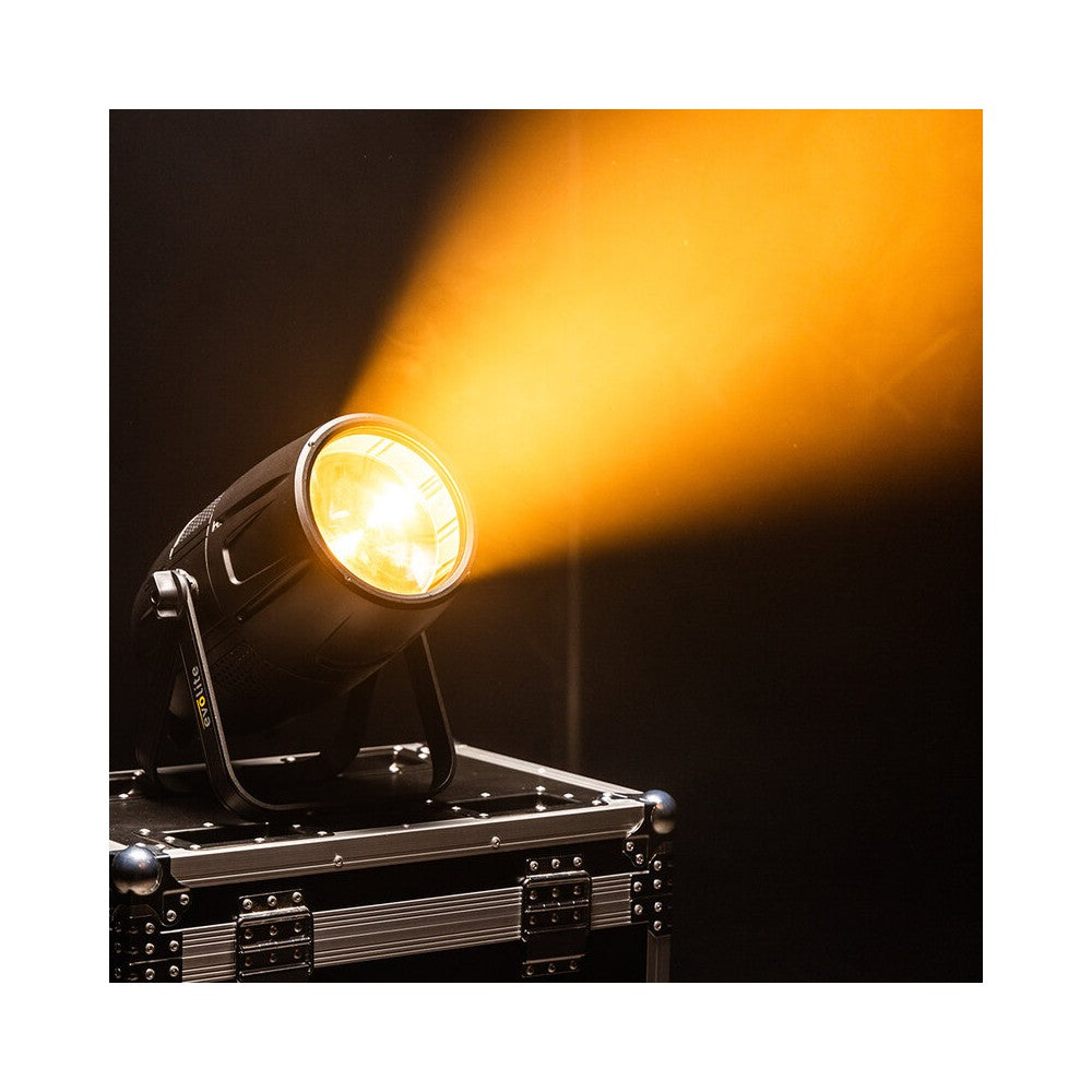 Evolite LED floodlight,  300 W total power, 2 separate LEDs, motorised zoom (10° to 50°), DMX / RDM compatible, IP65