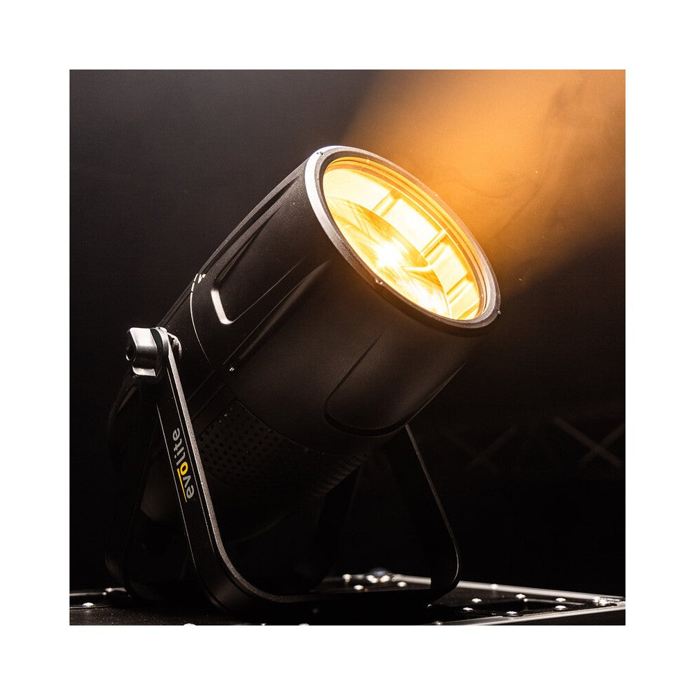Evolite LED floodlight,  300 W total power, 2 separate LEDs, motorised zoom (10° to 50°), DMX / RDM compatible, IP65