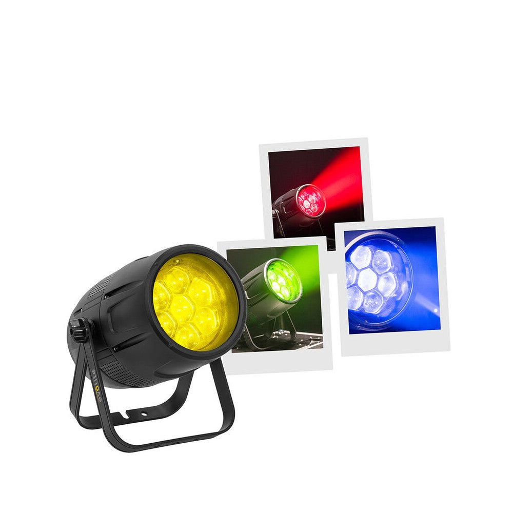 Evolite Archi LED spotlight, 7 x 40 W RGBW LEDs, 5° to 45° zoom, IP65 certified
