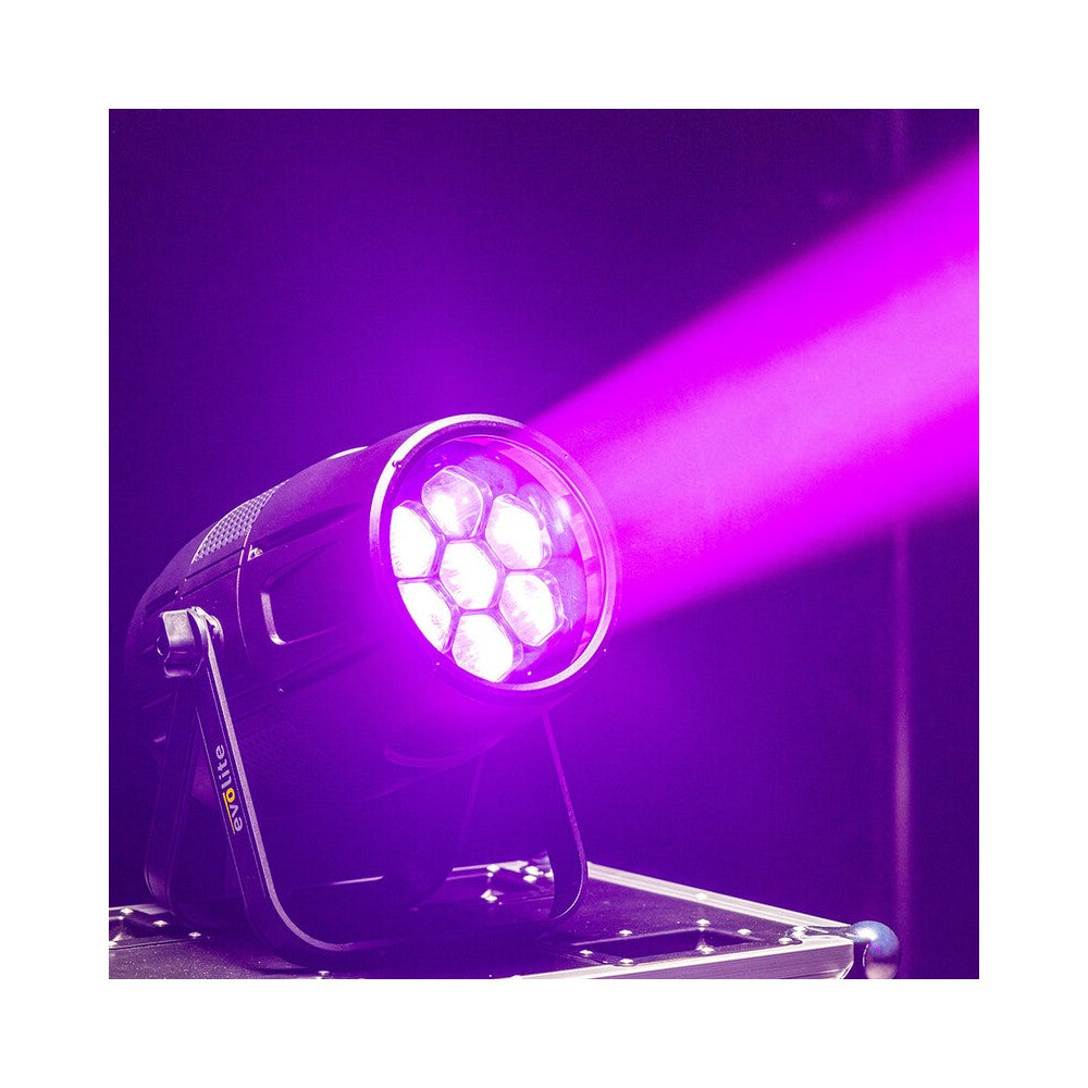 Evolite Archi LED spotlight, 7 x 40 W RGBW LEDs, 5° to 45° zoom, IP65 certified