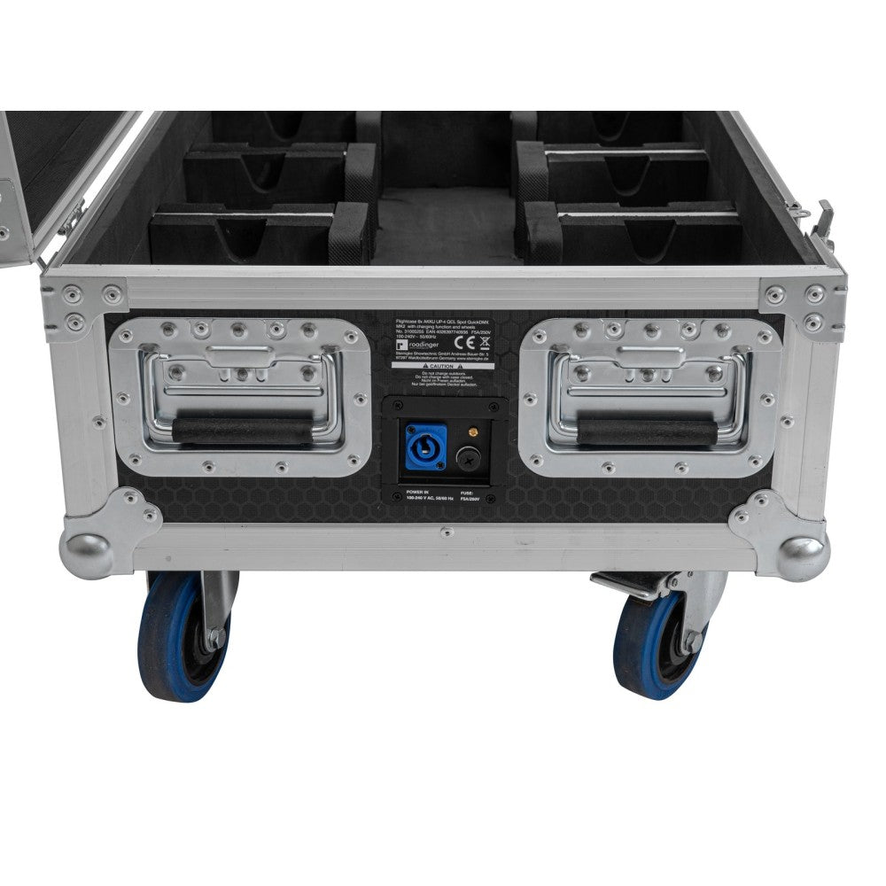 ROADINGER Flightcase 6x AKKU UP-4 QCL Spot QuickDMX MK2 with charging function and wheels