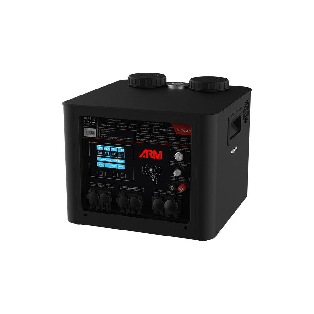 Sparkular 800 W cold spark effects machine up to 10 m high, built-in air compressor, DMX control, 220 V AC