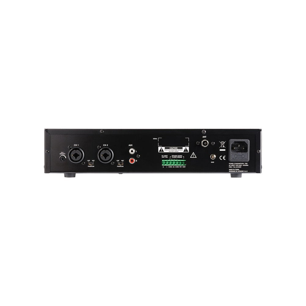 Audiophony PA 60 W, amplificador-mezclador 100 V con reproductor multimedia integrado, USB, sintonizador FM, Bluetooth y DAB+