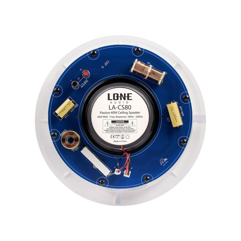 LONE AUDIO Pair of 80W passive in-wall/ceiling speakers suitable for any public space
