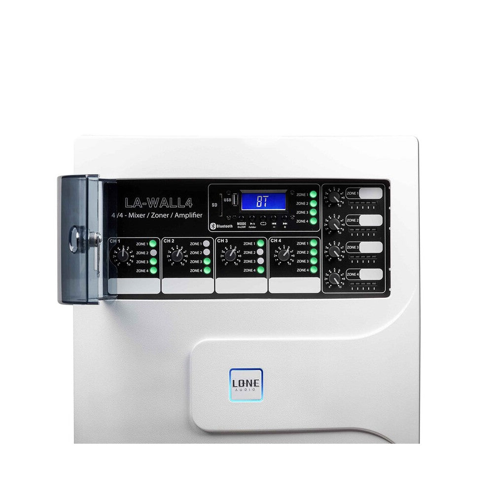LONE AUDIO Multimedia wall amplifier 4 x 150 W, Class-AB, remote control included