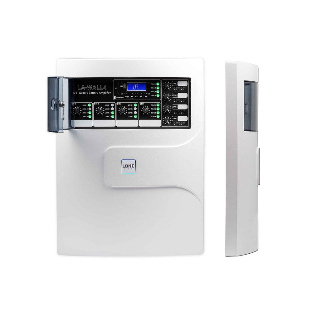 LONE AUDIO Amplificador de pared multimedia 4 x 150 W, Clase AB, control remoto incluido