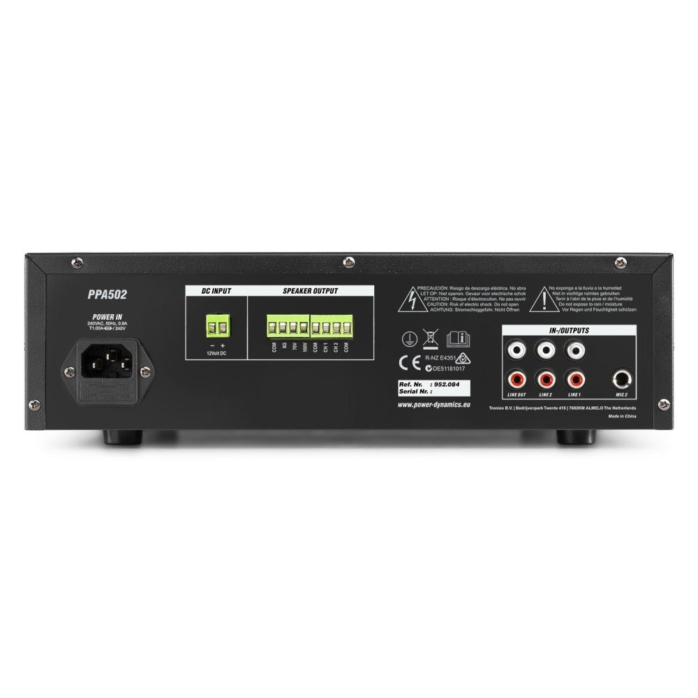 Power Dynamics PPA502 Amplificatore a Zone Amp 50W/100V
