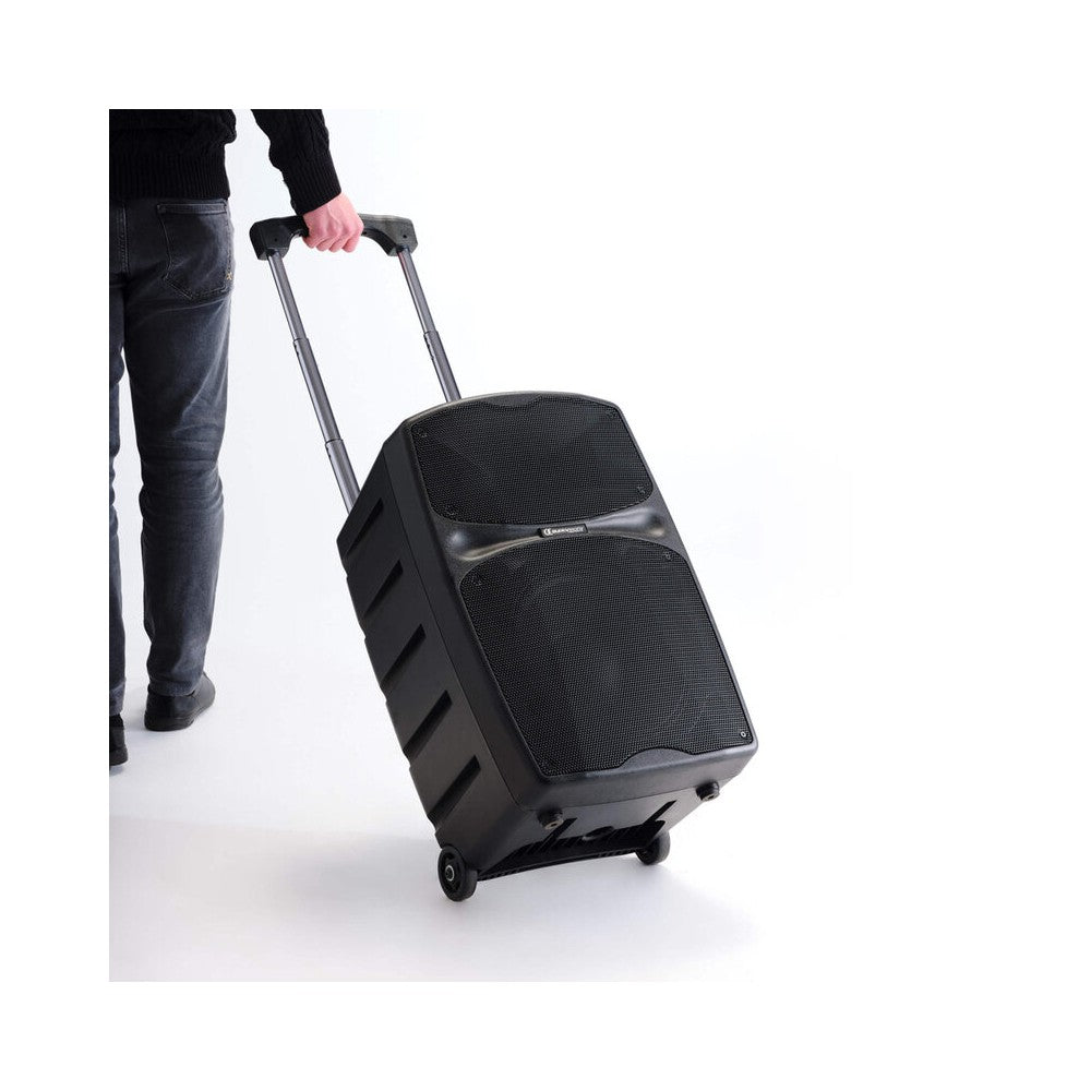 Audiophony 120 W RMS active battery-powered portable loudspeaker, 10" LF + 1" HF, USB / SD / BT5.0, talkover, effects