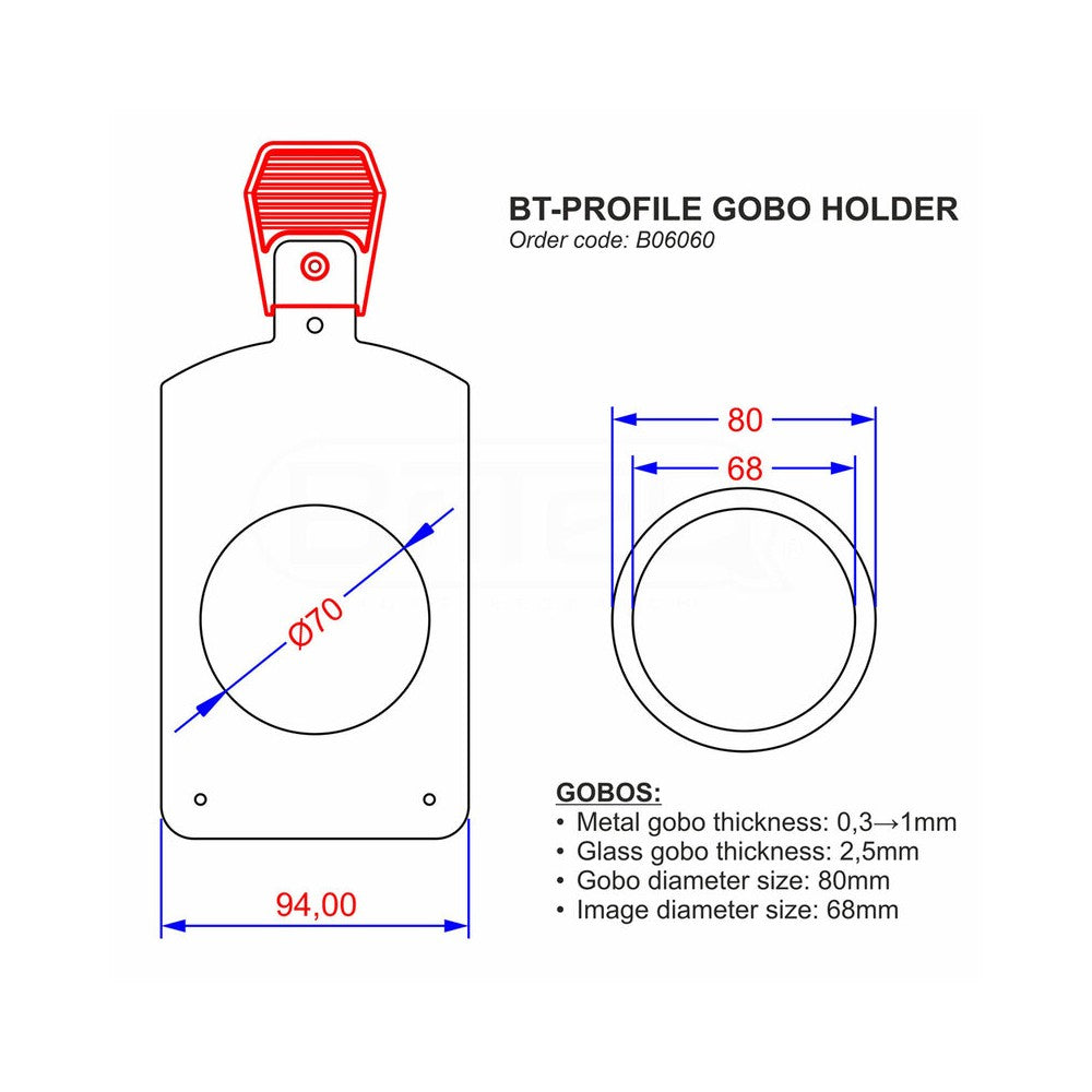 Briteq Gobo holder for BT-PROFILE 1530/2550 optic