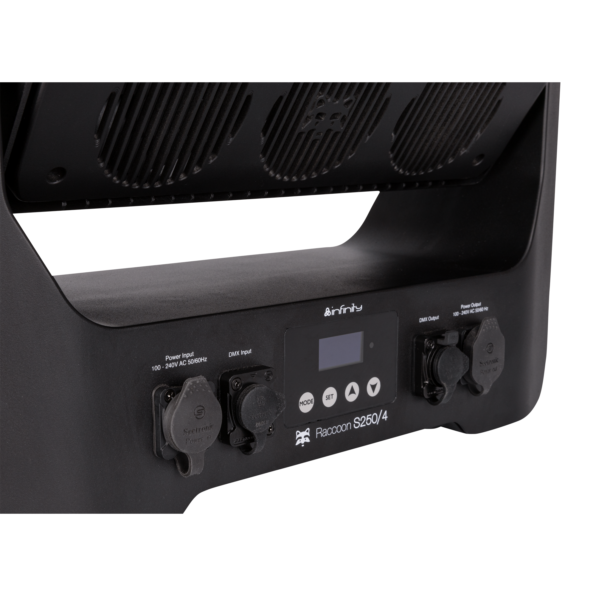 Infinity Raccoon S250/4 Junior Strobo/wash professionale con tilt motorizzato