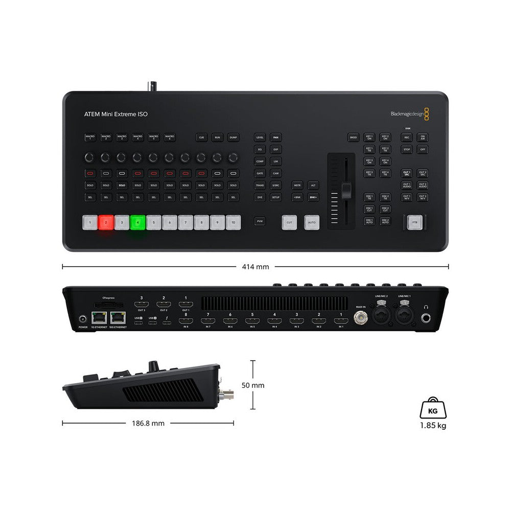 Blackmagic Design Powerful live production switcher, 8 HDMI inputs, 3 HDMI outputs, built-in streaming, multi-view, CFexpress and