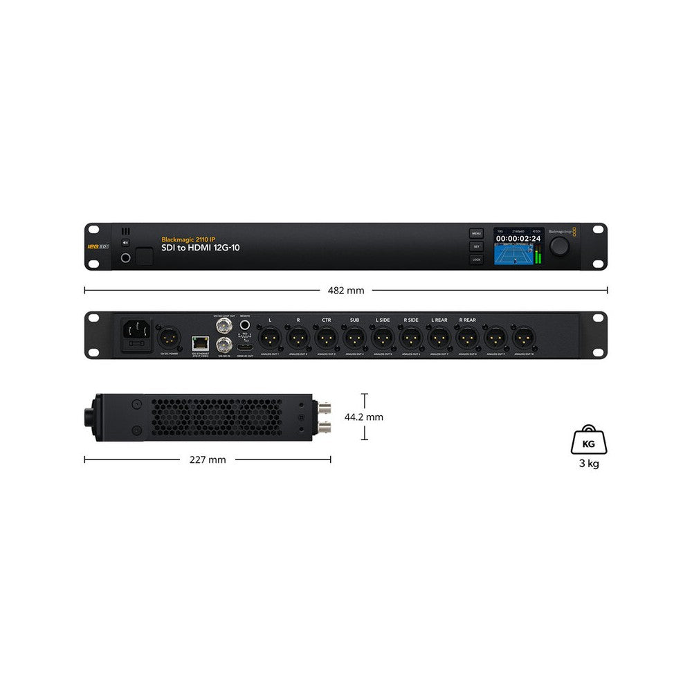 Blackmagic Design Rack-mounted converter that transforms 12G-SDI and SMPTE-2110 IP signals into HDMI, Ultra HD support up to 216