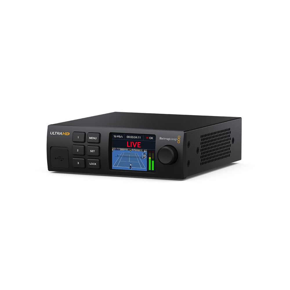 Blackmagic Design Decoder that receives H.264 and H.265 video streams from Blackmagic encoders, ATEM switchers, or cameras and c