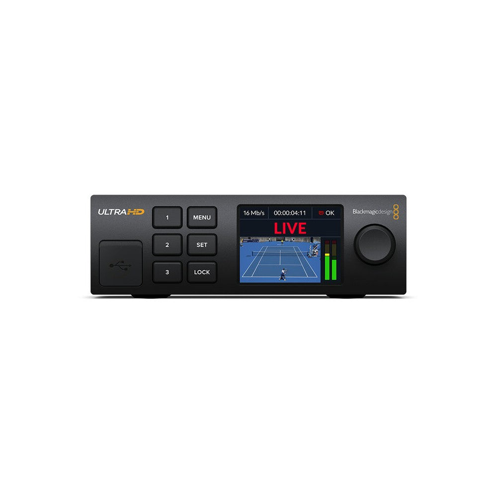 Blackmagic Design Decoder that receives H.264 and H.265 video streams from Blackmagic encoders, ATEM switchers, or cameras and c