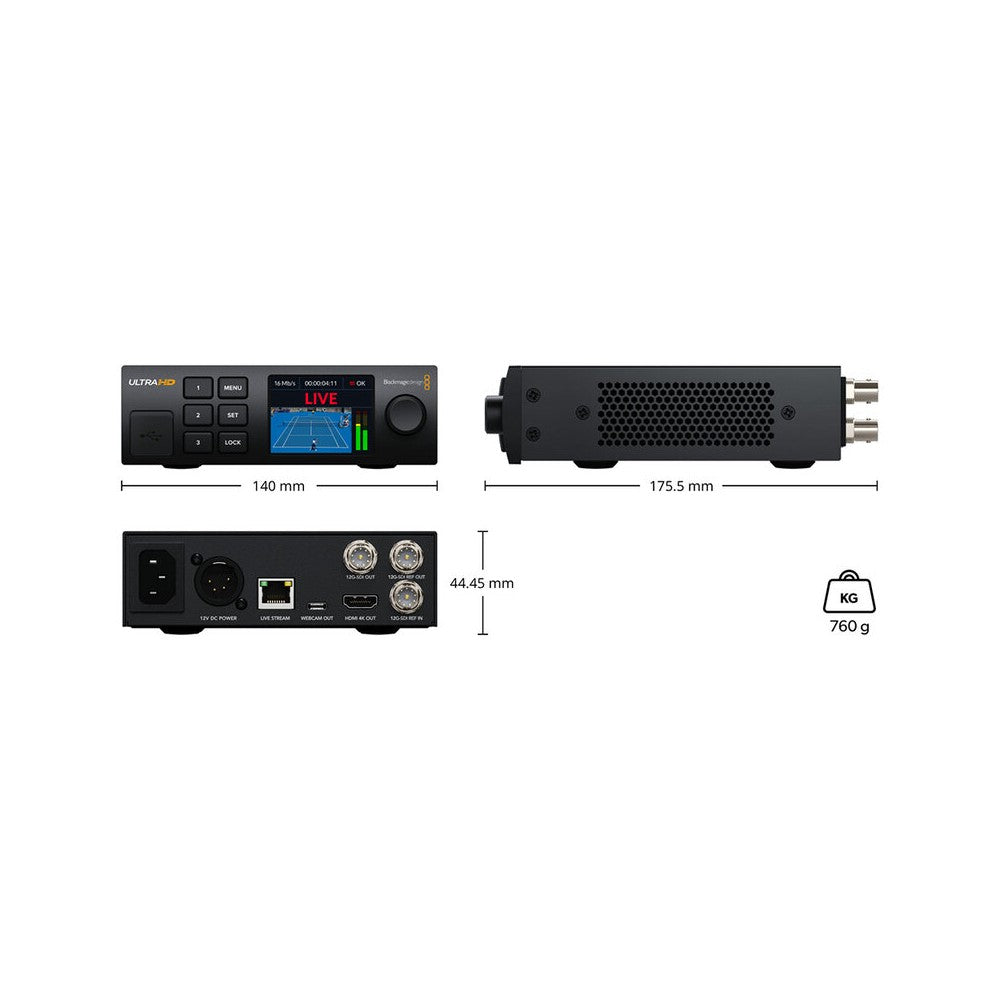 Blackmagic Design Decoder that receives H.264 and H.265 video streams from Blackmagic encoders, ATEM switchers, or cameras and c