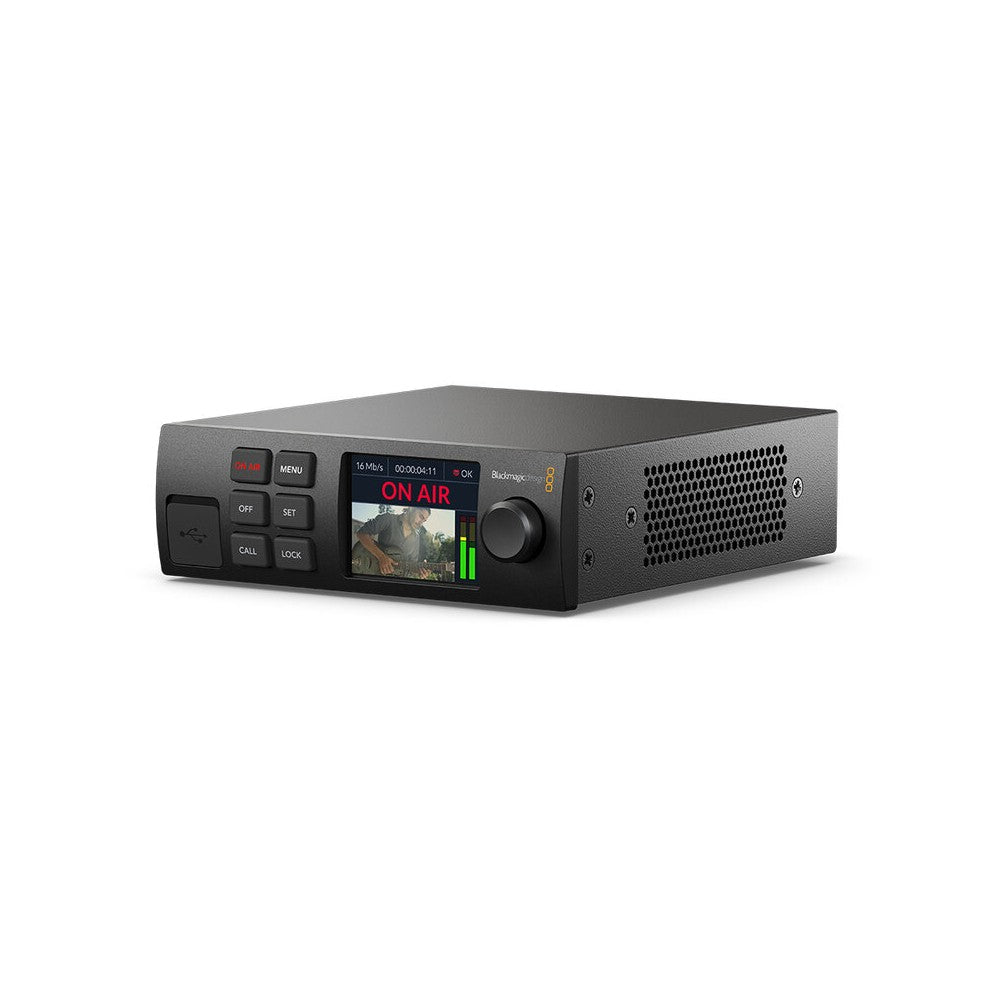 Blackmagic Design HD video streaming processor supporting H.264 encoding over RTMP and SRT, 12G-SDI input, USB-C webcam output,