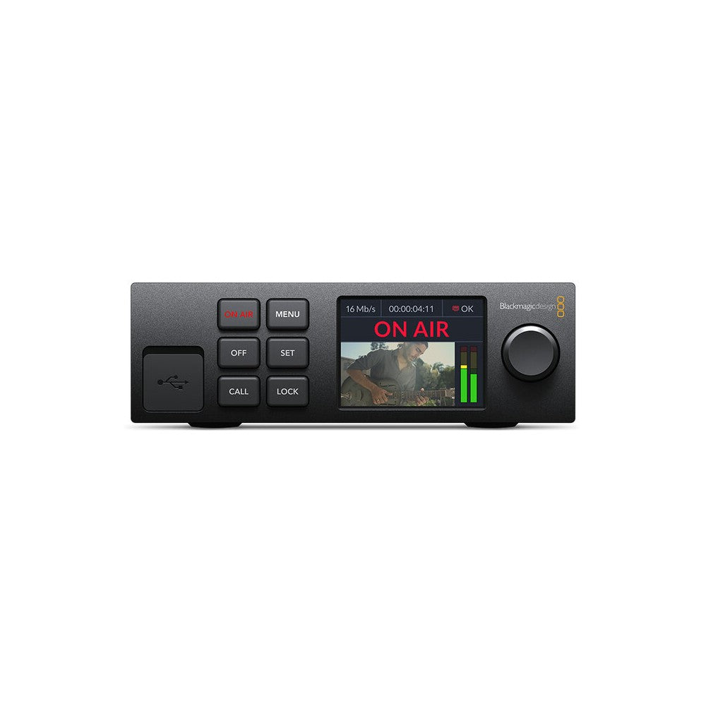 Blackmagic Design HD video streaming processor supporting H.264 encoding over RTMP and SRT, 12G-SDI input, USB-C webcam output,