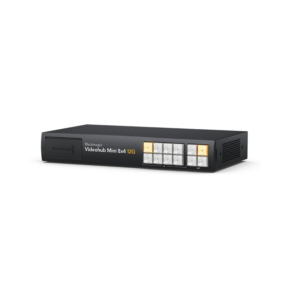 Blackmagic Design Compact SDI video router, 8 x 12G-SDI inputs and 4 outputs, clean switch technology, front-panel controls, eme
