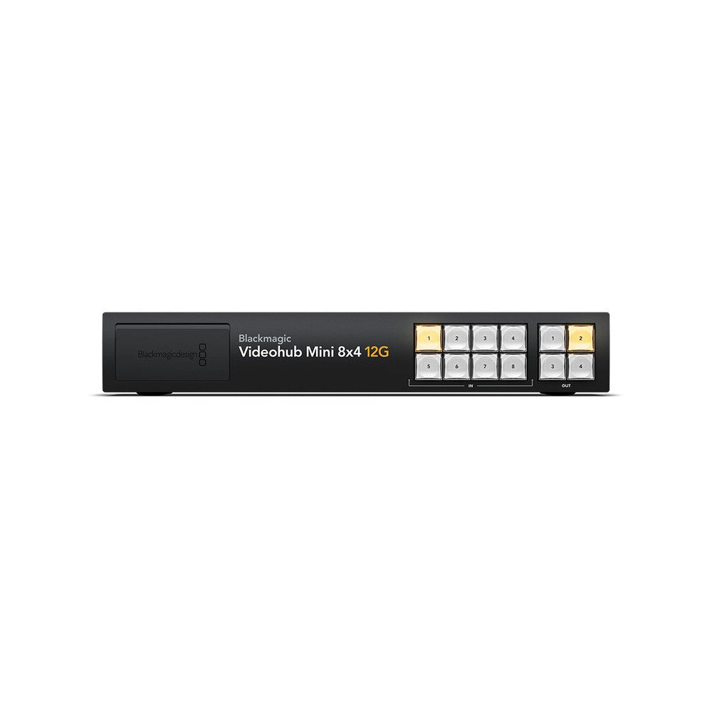 Router de vídeo SDI compacto Blackmagic Design, 8 entradas y 4 salidas 12G-SDI, tecnología de conmutación sin interrupciones, controles en el panel frontal, eme