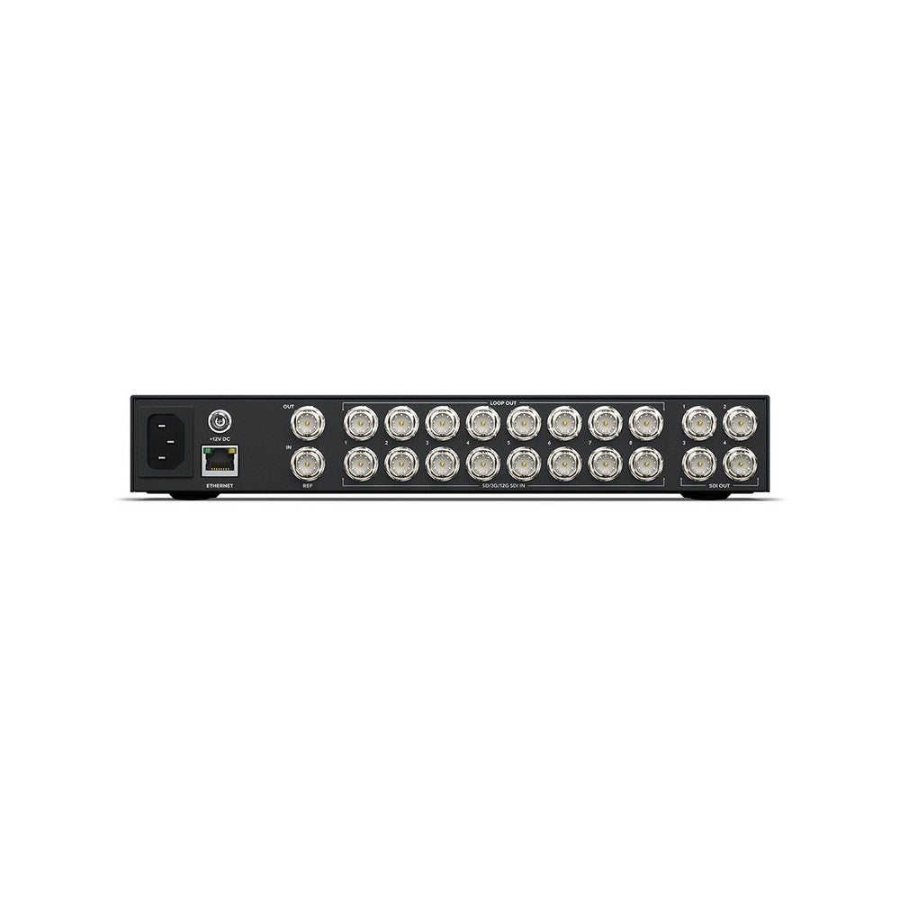 Router de vídeo SDI compacto Blackmagic Design, 8 entradas y 4 salidas 12G-SDI, tecnología de conmutación sin interrupciones, controles en el panel frontal, eme