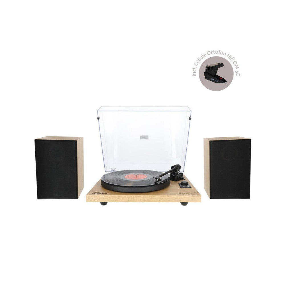 Enova Hifi Hi-Fi turntable with USB / Bluetooth receiver, 2 x 35 W RMS + passive loudspeakers in beech finish