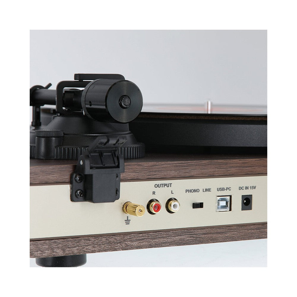 Giradiscos de alta fidelidad Enova Hifi con receptor USB/Bluetooth, 2 x 30 W RMS + altavoces pasivos con acabado en madera oscura