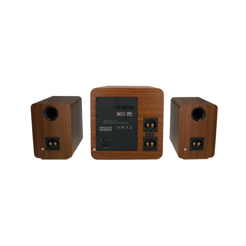 Sistema de audio Enova Hifi Compact 2.1 con 2 altavoces satélite pasivos y un subwoofer activo, 150 W, conectividad Bluetooth